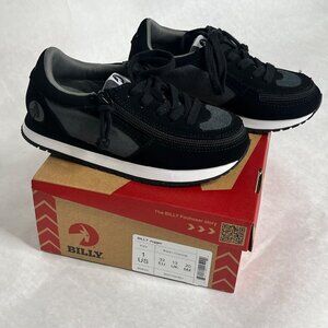 Billy Kids Jogger Shoes Black/Charcoal US 1 Medium Comfort Sneakers W/ Zippers